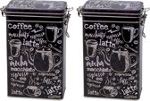 6x Boîte à café rectangulaire noire / Boîte de rangement 19 cm - Boîtes de rangement café - Dosettes de café / contenants de rangement pour tasses à café
