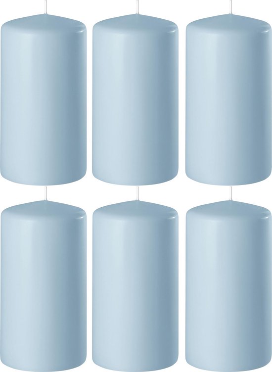 strak fluweel verslag doen van 8x Lichtblauwe cilinderkaarsen/stompkaarsen 6 x 12 cm 45 branduren -  Geurloze kaarsen... | bol.com