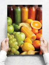 Wandbord: Kleurrijke fruit en groenten smoothies - 30 x 42 cm