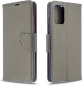 Voor Galaxy S20 + Litchi Texture Pure Color Horizontale Flip PU lederen tas met houder & kaartsleuven & portemonnee & Lanyard (grijs)