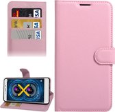 Voor Huawei Honor 6x (2016) Litchi Texture Horizontal Flip PU lederen tas met houder & kaartsleuven & portemonnee (roze)
