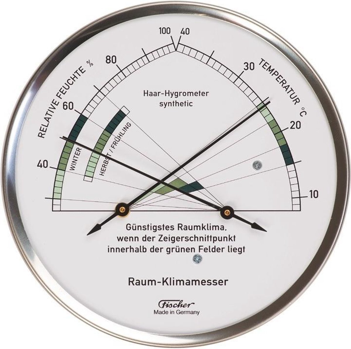 Fischer Binnenklimaat hygrometer met thermometer ø 130 mm