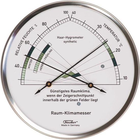 fischer binnenklimaat hygrometer met thermometer o 130 mm