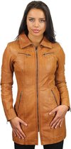 Versano Chicago Lange Leren Dames Jas XXL - Cognac