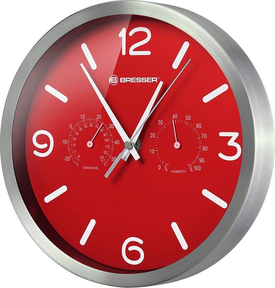 Horloge Murale Bresser Mytime 25 Cm Aluminium Rouge