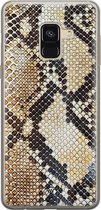 Samsung A8 (2018) hoesje siliconen - Snake / Slangenprint bruin | Samsung Galaxy A8 (2018) case | goudkleurig | TPU backcover transparant