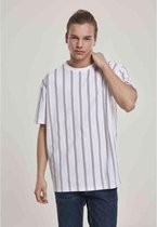Urban Classics - Heavy Oversized AOP Stripe Heren T-shirt - L - Wit/Blauw