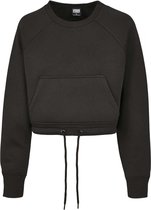 Urban Classics Crop Sweater/Trui -XS- Oversized Short Raglan Zwart