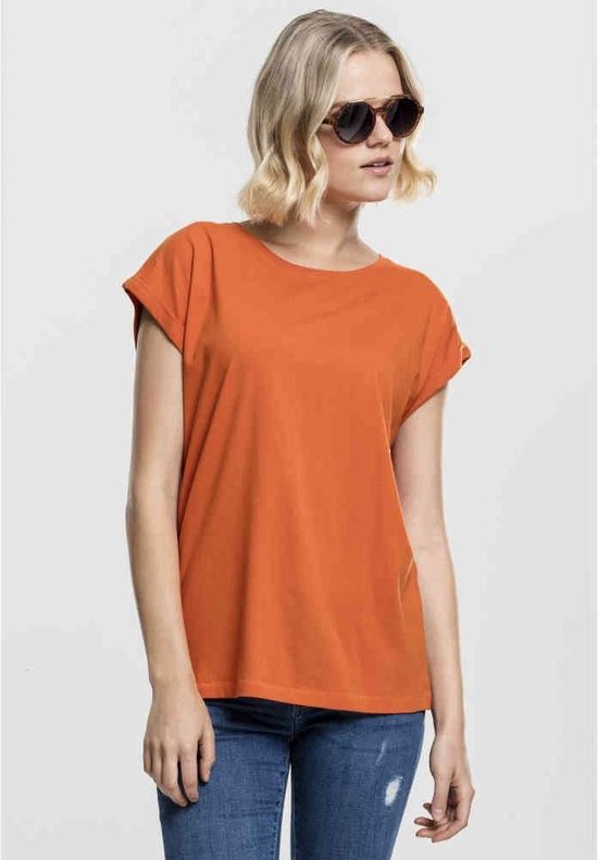 Urban Classics - Extended shoulder Dames T-shirt - XS - Oranje