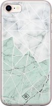 iPhone 8/7 hoesje siliconen - Marmer mint mix | Apple iPhone 8 case | TPU backcover transparant