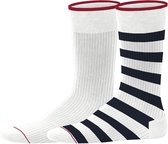 Esprit Block Stripe Sokken 2-PACK Heren 17717 - Wit 2000 white Heren - 43-46