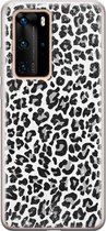 Huawei P40 Pro hoesje siliconen - Luipaard grijs | Huawei P40 Pro case | Roze | TPU backcover transparant