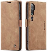 CaseMe - Hoesje geschikt voor Xiaomi Mi Note 10 (Pro) - Wallet Book Case - Magneetsluiting - Licht Bruin