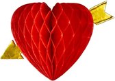 4x stuks hang decoratie rode hartjes met pijl van 13 cm - Valentijnsdag/Moederdag/Love thema versiering