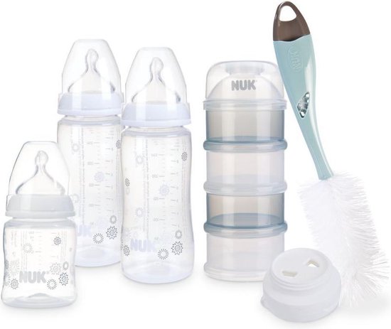 Babyflesje - NUK 80601686 FC+ Startersset Fireworks (2x fles 300ml + 1x fles 150ml + flessenborstel+doseerdoos + 2 flespenen + open- en sluitsysteem)