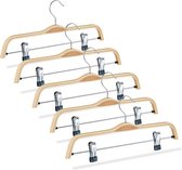 Relaxdays broekhanger hout - 5 stuks - rokhanger - kledinghanger - klerenhanger met clips - Naturel