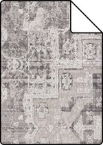 Proefstaal ESTAhome behangpapier oosters kelim tapijt warm grijs - 148655 - 26,5 x 21 cm