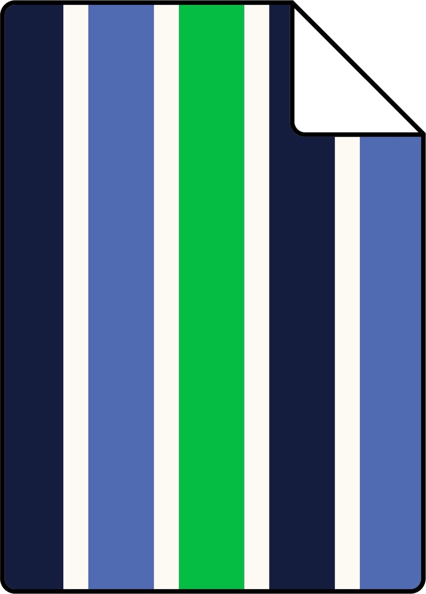 Proefstaal ESTAhome behang strepen marine blauw en groen - 26.5 x 21 cm - 115819-S