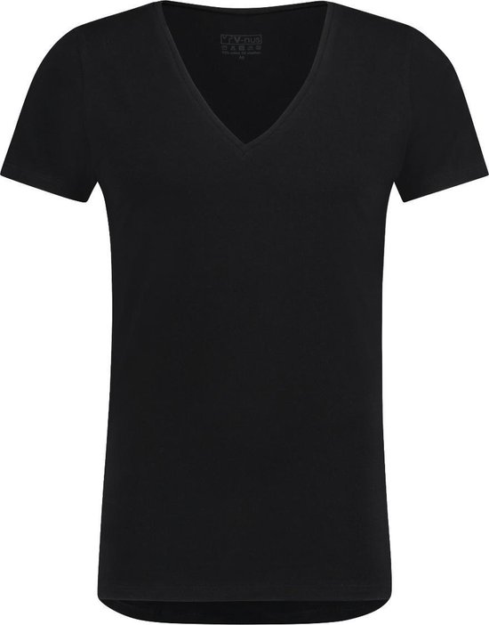 T-shirt Diepe V Hals Stretch Zwart 8-pack -XL