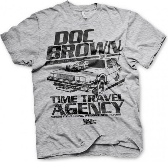 BACK TO THE FUTURE - T-Shirt Doc Brown Time Travel Agency - Grey