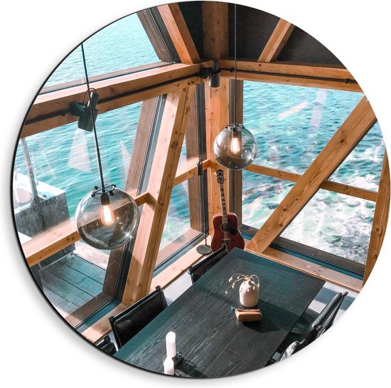 Dibond Wandcirkel - Kamer in Huis met mooi Uitzicht  - 40x40cm Foto op Aluminium Wandcirkel (met ophangsysteem)