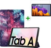 Tablet hoes geschikt voor Samsung Galaxy Tab A7 - Tri-fold Book Case en Tempered Glass Cover - 10.4 inch - Galaxy
