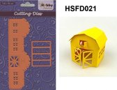 HSFD021 Snijmal Nellie Snellen schuur boerderij - Hobby solution - huisjesmallen 3D - te vouwen huis voor kerstdorp