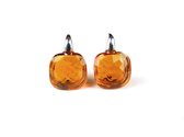 Zilveren oorringen oorbellen Model  New Trend gezet met amber kleurige stenen