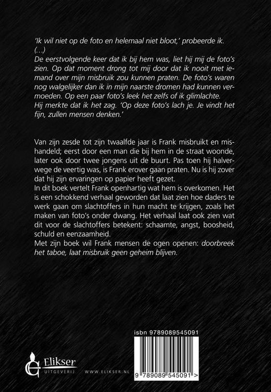 Boek kaft met tekst en uitgeverij Elikser.