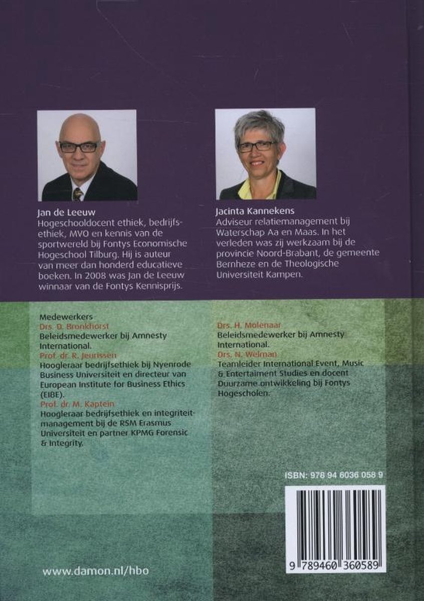 Bedrijfsethiek en MVO voor HBO - back cover