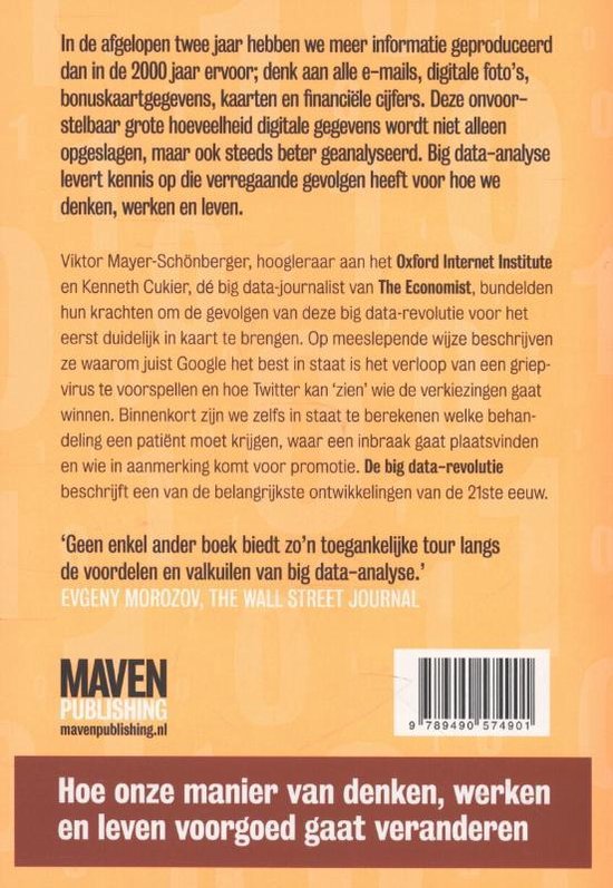Boek 'De big data-revolutie' met tekst en een schaalindicatie.