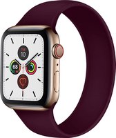 Sport solo loop band - wijnrood - Geschikt voor Apple Watch  - 42 en 44mm - maat M - iwatch - Horlogeband Armband Polsband