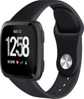 Bandje Voor Fitbit Versa Silicone Sport Band - Zwart - Maat: ML - Horlogebandje, Armband