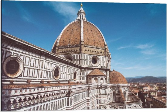 Dibond - Kathedraal van Florence -  - 90x60cm Foto op Aluminium (Met Ophangsysteem)