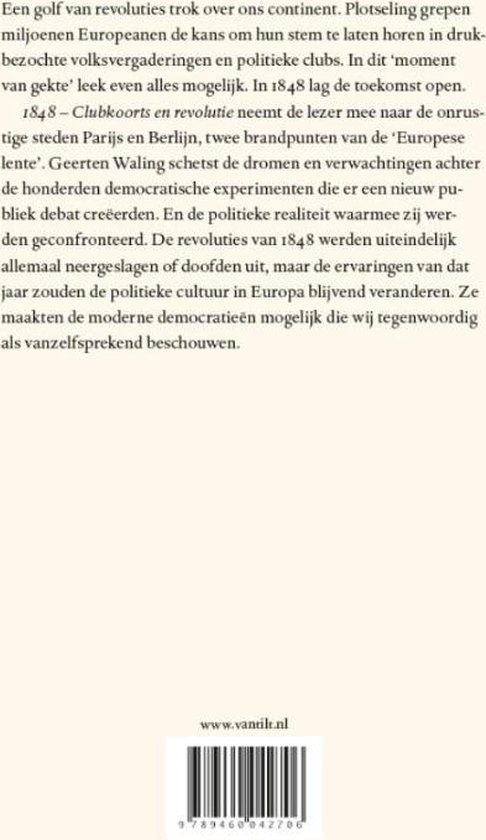 Boekpagina met tekst over de revoluties van 1848 in Europa en een afbeelding van een streepjescode.