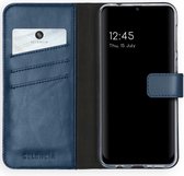 Samsung Galaxy M31 Hoesje met Pasjeshouder - Selencia Echt Lederen Booktype - Blauw