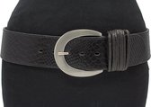 Brede heupriem zwart met croco print 6 cm breed - Zwart - Heupriem - Leer - Taille: 90cm - Totale lengte riem: 105cm - Unisex riem