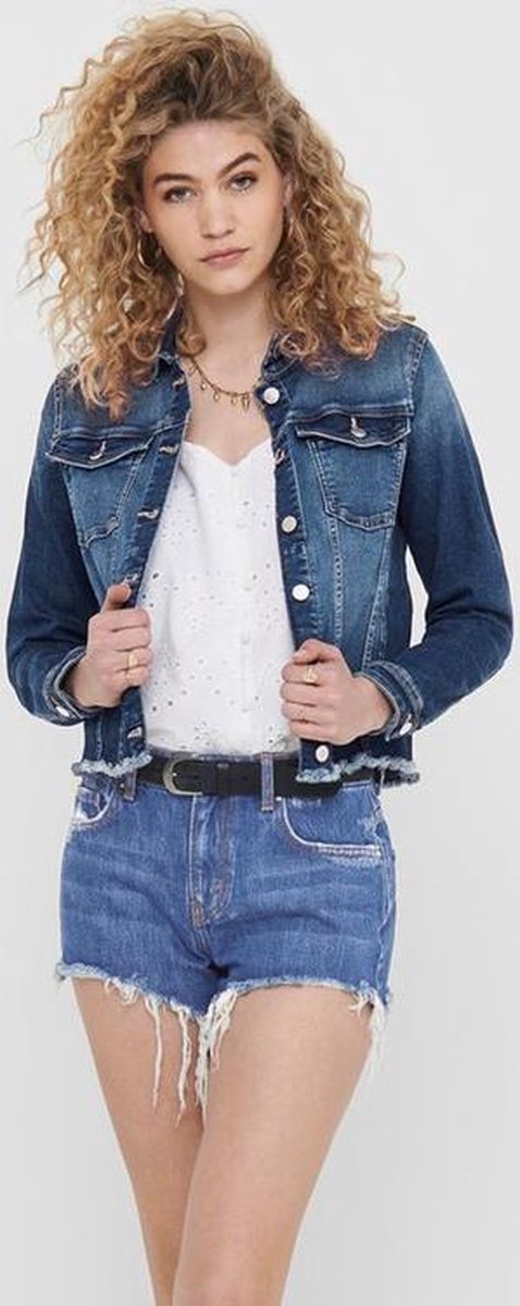 Onlblush reg jacket raw waist Dark blue denim. Onlblush reg jacket raw waist Dark blue denim.
