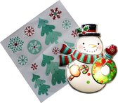 Peha Sticker Met Lampje Sneeuwpop 29 X 23 Cm Pvc/folie Wit/groen