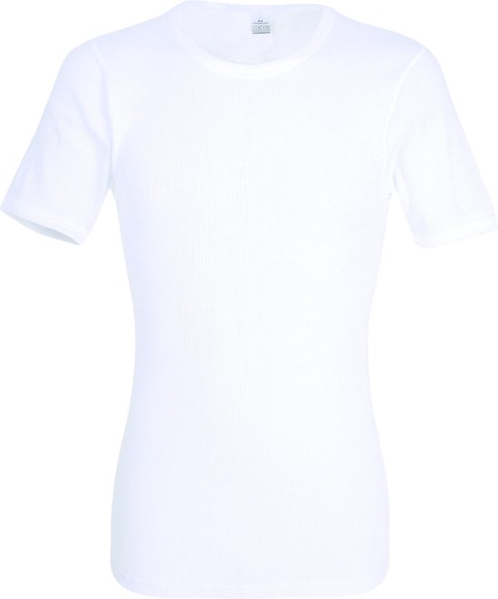 Gotzburg heren T-shirt regular fit (1-pack) - doppelripp heren shirt O-hals - wit - Maat: