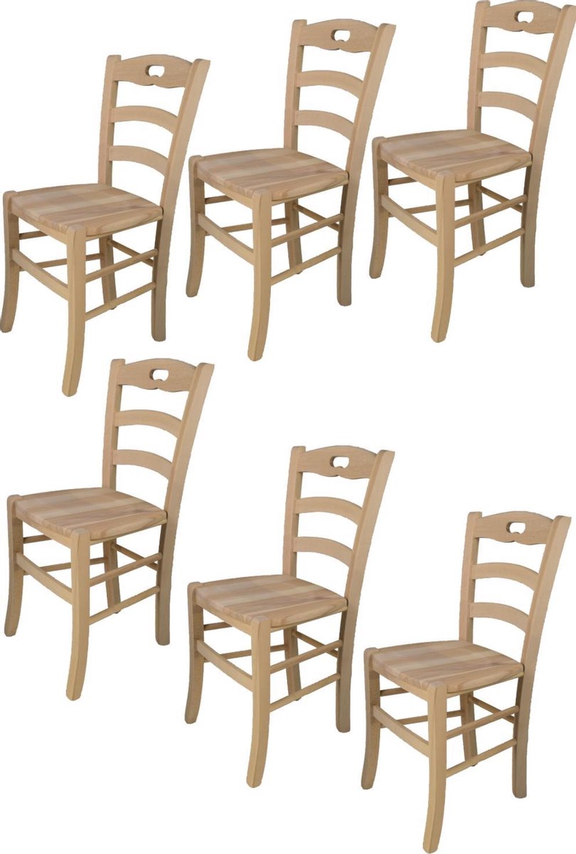 Tommychairs Savoie - Eetkamerstoelen - Set van 6 - Naturel - Hout