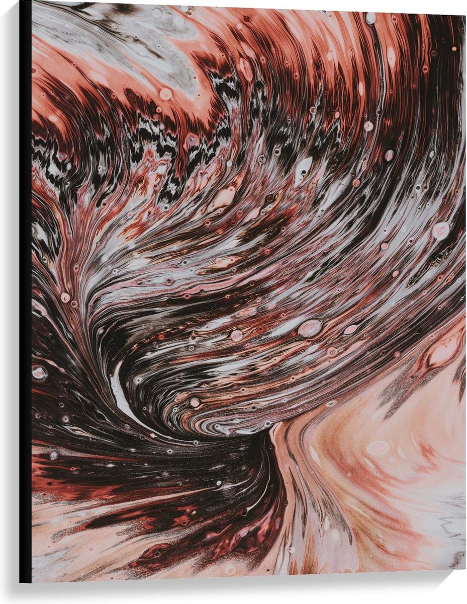 Canvas - Bruin/Roze Verf - 75x100cm Foto op Canvas Schilderij (Wanddecoratie op Canvas)