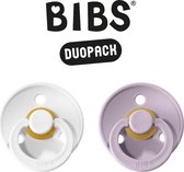 BIBS Fopspeen - Maat 2 (6-18 maanden) DUOPACK - White & Dusty Lilac - BIBS tutjes - BIBS sucettes