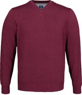 Redmond heren trui katoen - V-hals - donkerrood -  Maat: M