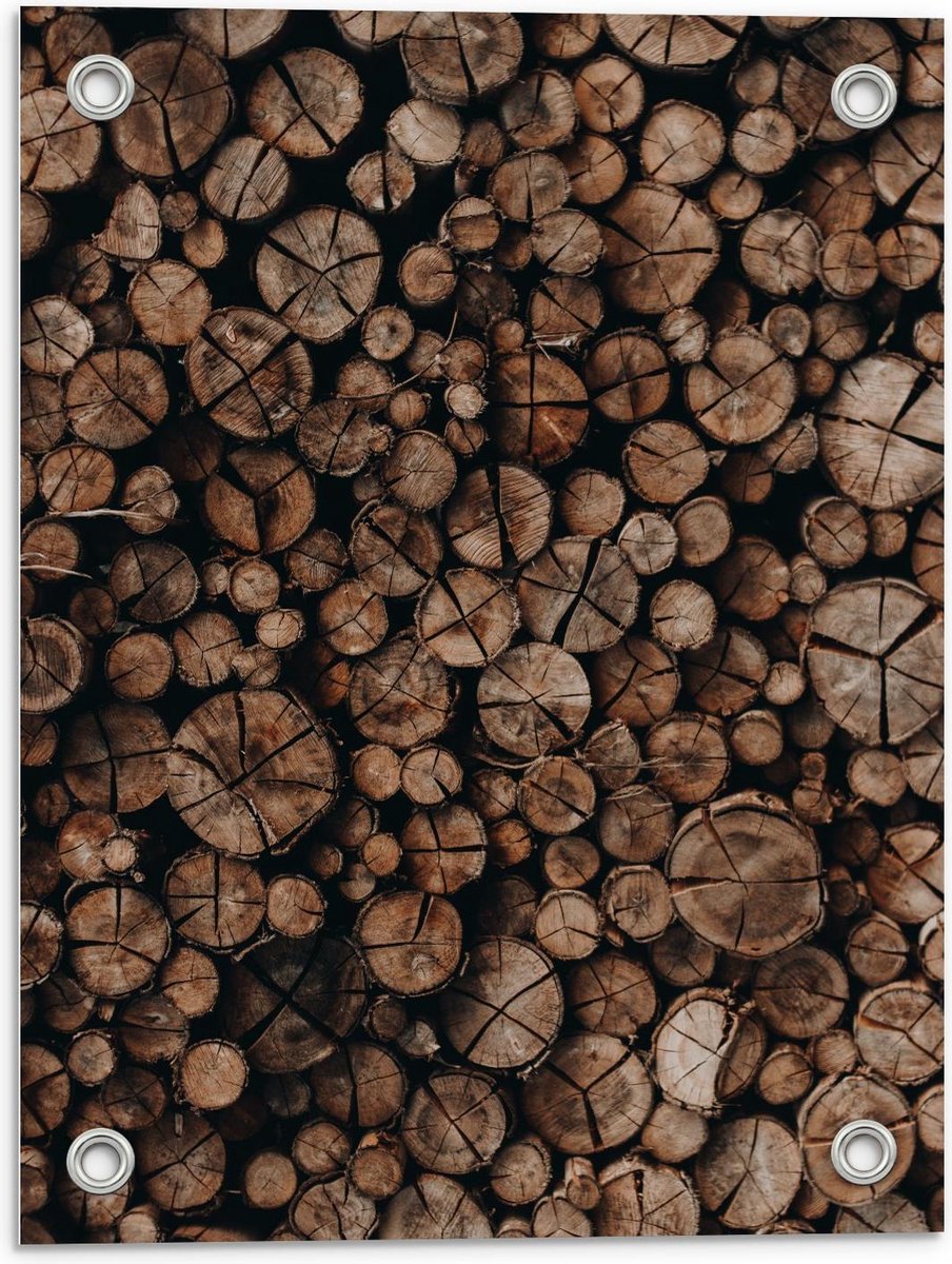 Tuinposter – Houten Palen Opgestapeld - 30x40cm Foto op Tuinposter (wanddecoratie voor bui