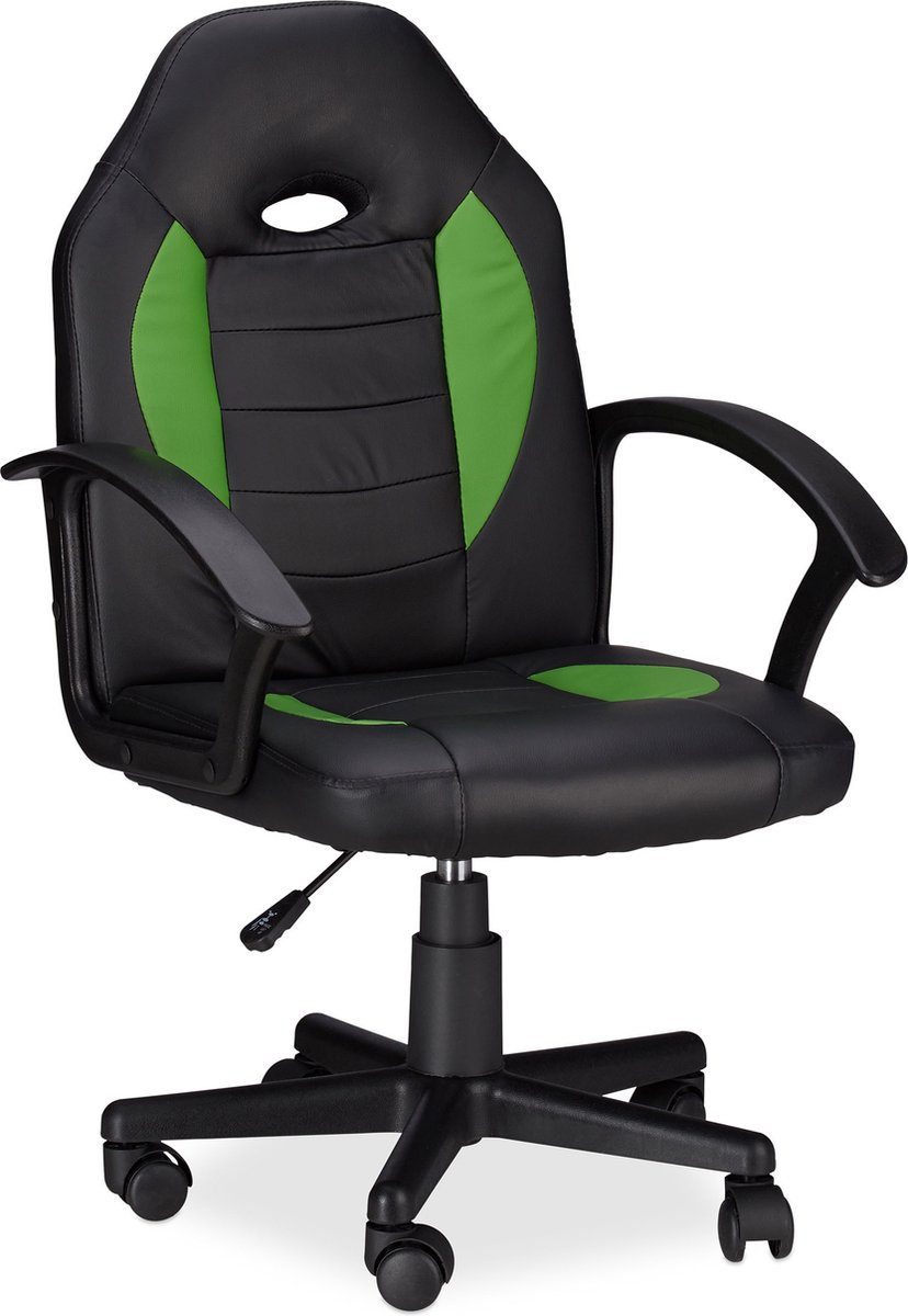 Relaxdays gamestoel XR7 - bureaustoel PC gaming - individuele zithoogte - computerstoel - groen