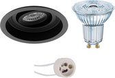 LED Spot Set - OSRAM Parathom PAR16 930 36D - Pragmi Domy Pro - GU10 Fitting - Dimbaar - Inbouw Rond - Mat Zwart - 3.7W - Warm Wit 3000K - Verdiept - Kantelbaar - Ø105mm