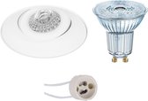 LED Spot Set - OSRAM Parathom PAR16 930 36D - Pragmi Nivas Pro - GU10 Fitting - Dimbaar - Inbouw Rond - Mat Wit - 3.7W - Warm Wit 3000K - Trimless - Kantelbaar - Ø150mm