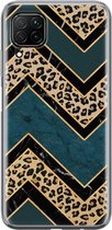 Huawei P40 Lite hoesje - Luipaard zigzag | Huawei P40 Lite  case | Siliconen TPU hoesje | Backcover Transparant