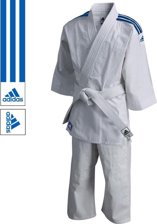 Foto: Adidas judopak j200 evolution wit blauw 120 130cm